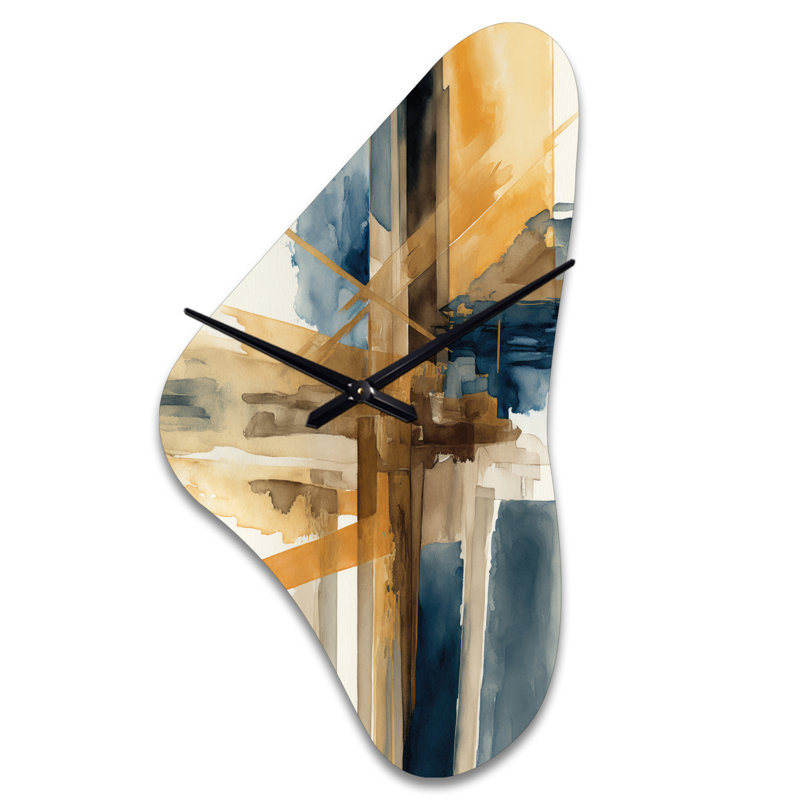 Horloge murale moderne en forme d'aquarelle abstraite moderne I - Abstract Spirals, Médium