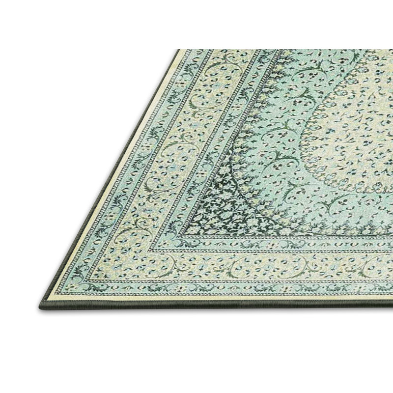 Tapis oriental beige / noir / bleu, Rectangle 5 pi x 7 pi