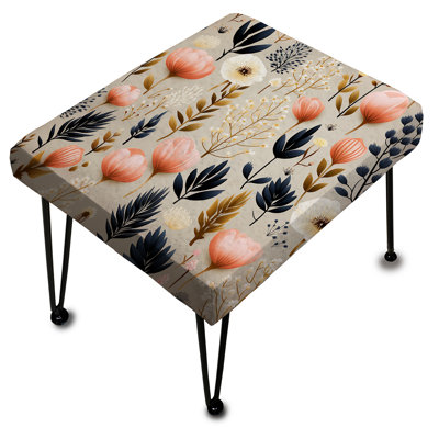 Simplicité en fleurs scandinaves roses - Repose-pieds rectangulaire floral