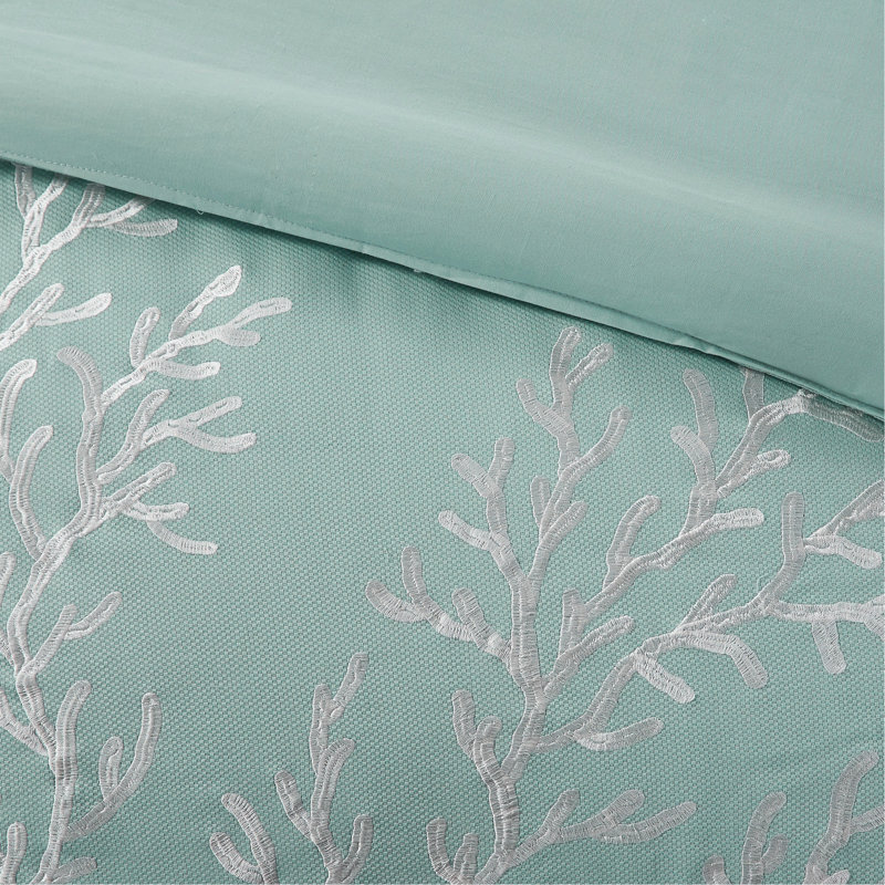 Oversized Cotton Jacquard Comforter Set Aqua King, King Comforter + 3 Additional Pieces
