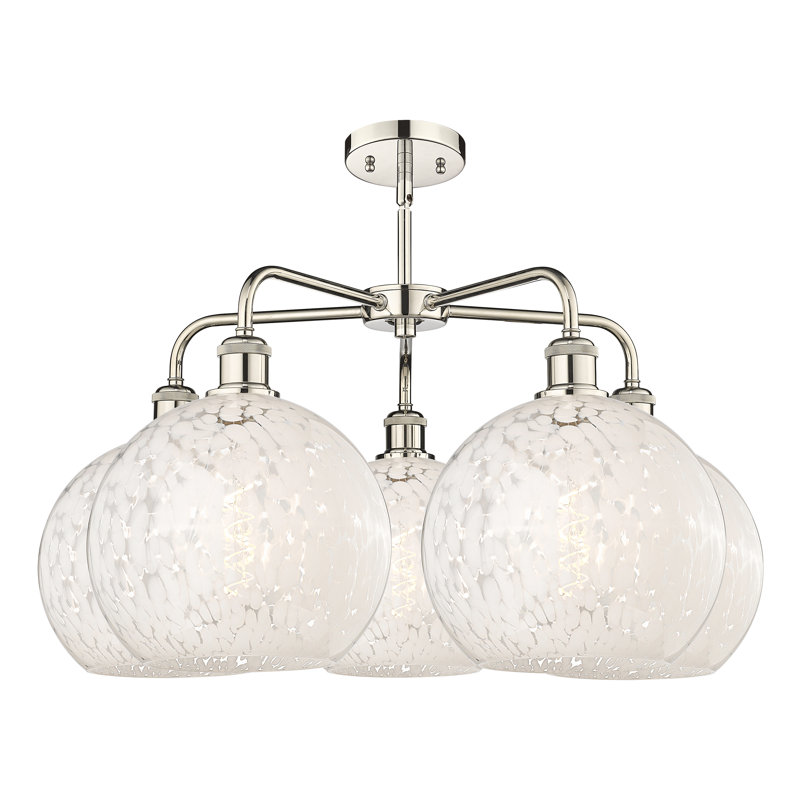 Bellagrace 5 - Light Dimmable Globe Chandelier, 17.25" H x 28" W x 28" D, Polished Nickel