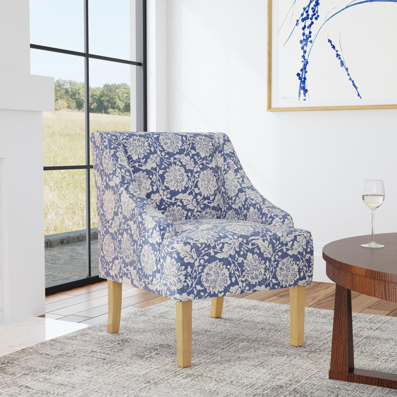 Adona Accent Chair, Blue Floral 100% Polyester,