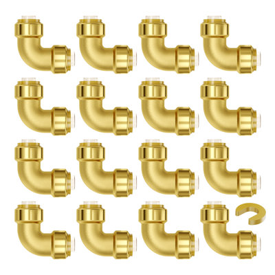 Pipe Fittings 1/2" 12PCS Brass Pipe Fittings Elbow Push-Fit for Air System