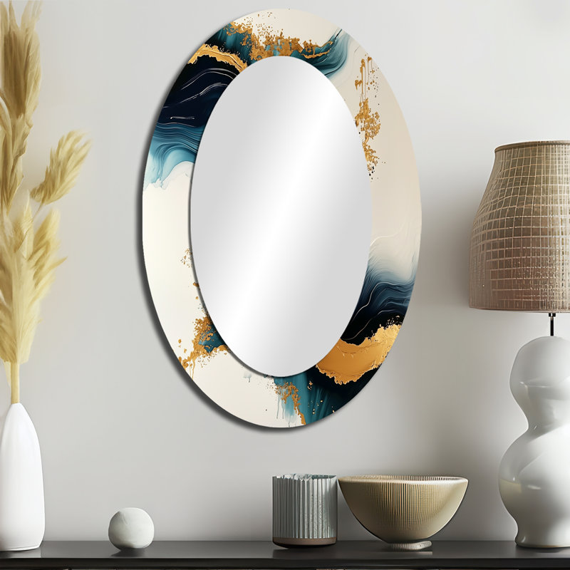 Miroir mural doré moderne Golden Coastal, 36 po x 24 po
