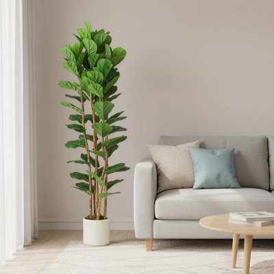  180cm Artificial Fiddle Leaf Fig Tree with Solid Wood Trunks