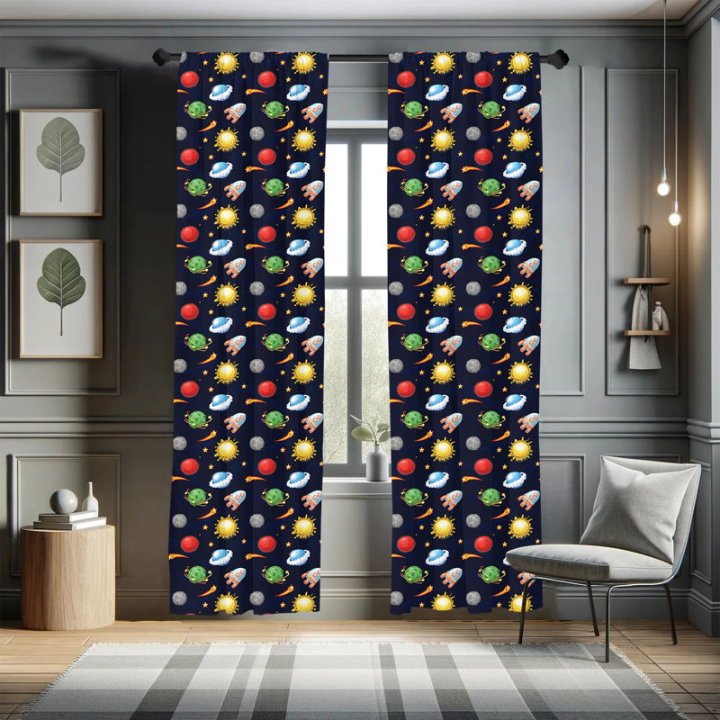 Space Semi-Sheer Rod Pocket Curtain Panels, 28" x 63"