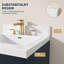 Plan de toilette en surface solide de 61 cm (L) x 53 cm (P) avec lavabo central intégré, dosseret de 9 cm, robinet à 3 trous et entraxe de 20 cm.