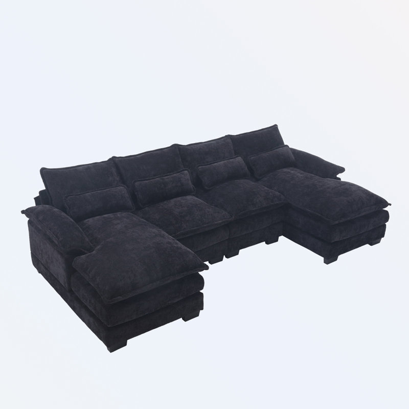 Canapé modulaire Odas, Chenille noir