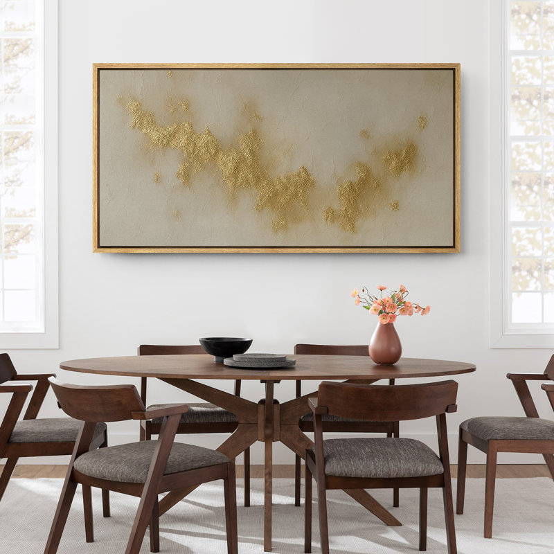 Grande impression sur toile encadrée - reproduction abstraite neutre pour décoration murale minimaliste moderne, Naturel