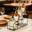 Support de rangement pour bouteilles à 4 niveaux, tablette de rangement en métal pour sirop, vin, jus et condiments de cuisine, présentoir peu encombrant avec base antidérapante