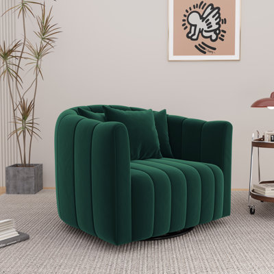 40.3" W Upholstered Swivel Accent Barrel Chair
