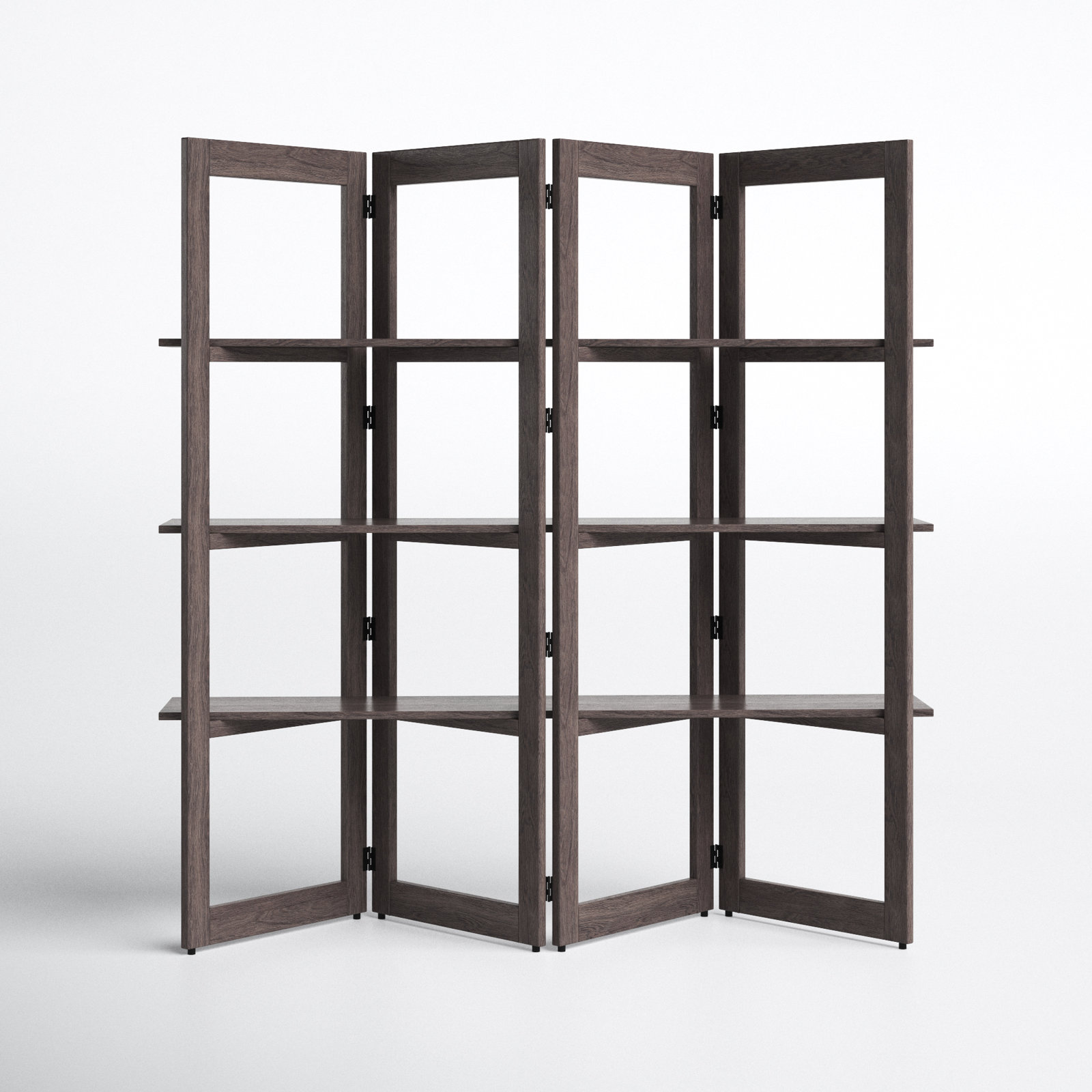 Wide Geometric Bookcase, Dark Brown