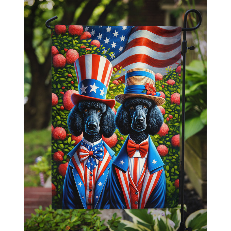 Drapeau All American Garden, Caniche à rayures bleues / rouges