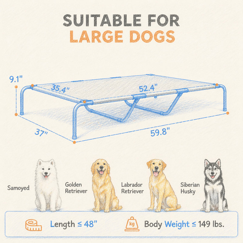 Grand lit pour animal de compagnie, lit surélevé pour chien