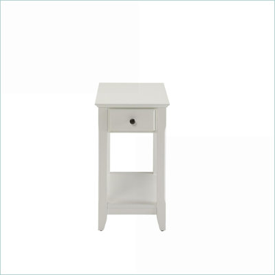 White Finish Coffee Table with Drawer &amp; Storage Shelf, Easy Assembly for Living Room