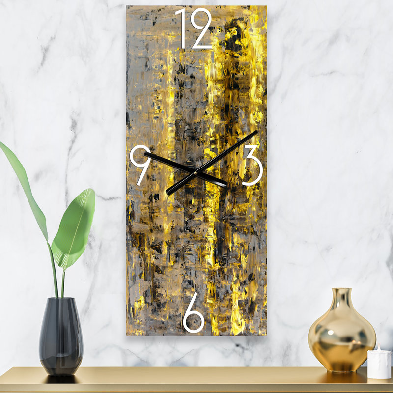 Jaune et art abstrait jaune II - horloge murale moderne, Petit
