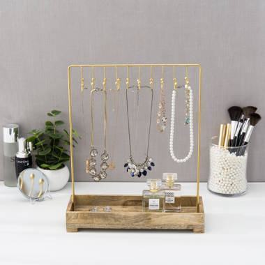 House of Hampton® Gold Jewelry Necklace Display Storage Stand with Tray &  Reviews