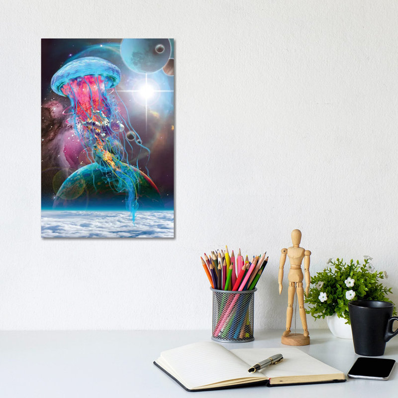 Lectric Jellyfish Space Monster by David Loblaw - Wrapped Canvas Print, 20.32 cm H x 30.48 cm W