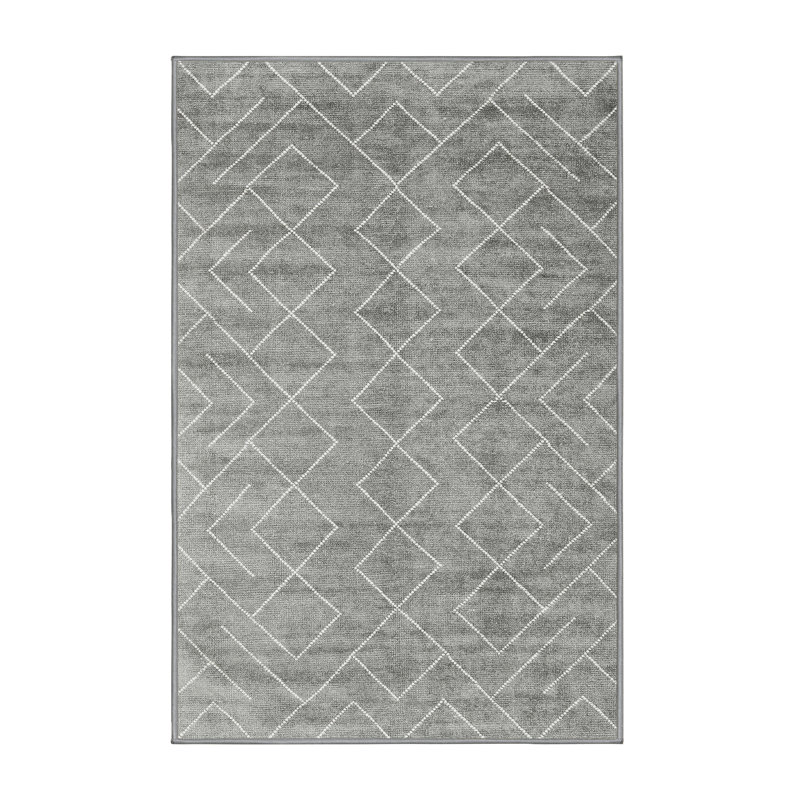 Tapis zone gris clair contemporaine, Rectangle 5 pi x 7 pi