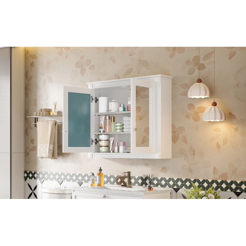 Armoire à pharmacie 36 po x 28 po, armoire de rangement murale moderne avec 2 tablettes réglables et 2 miroirs