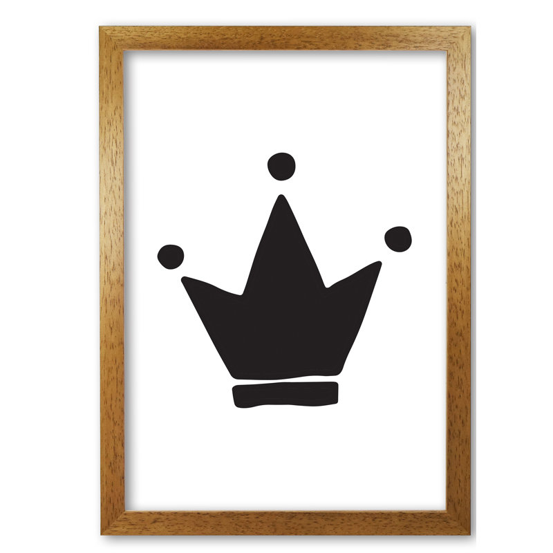 Black Crown - Painting, Honey Oak Frame, 85 cm H x 60 cm W x 5 cm D