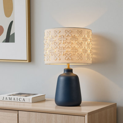 17.25’’ Ceramic Table Lamp With Floral Cutout Shade