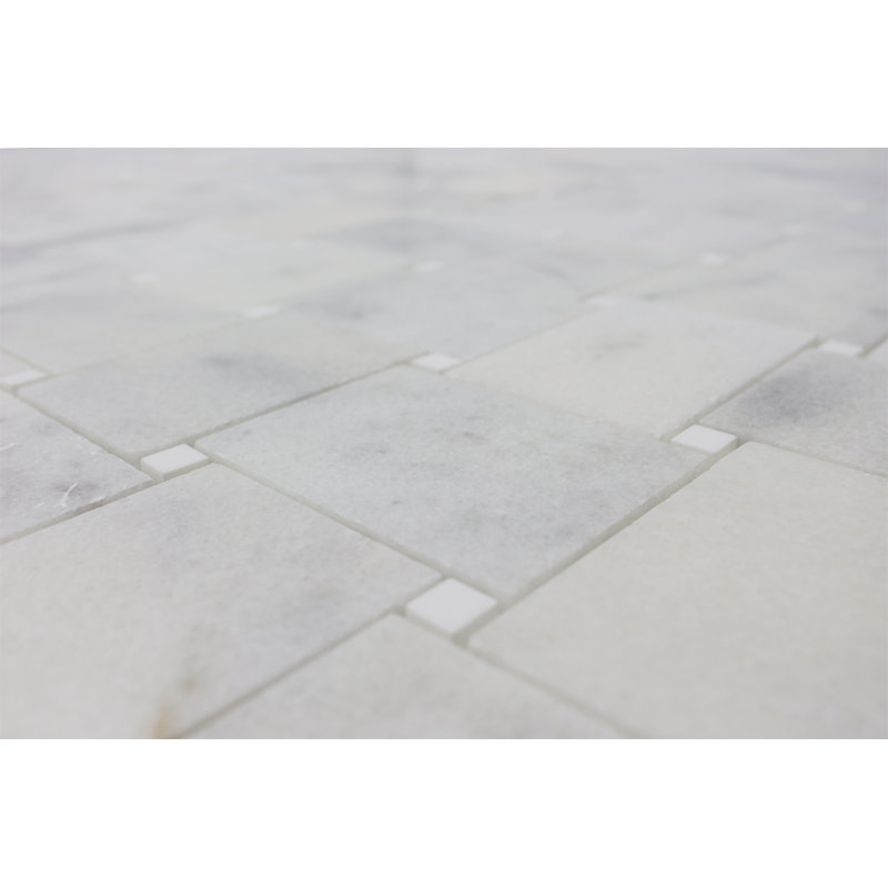 Cordelio 2.5" x 3.5" Marble Basketweave Mosaic Wall & Floor Tile, White