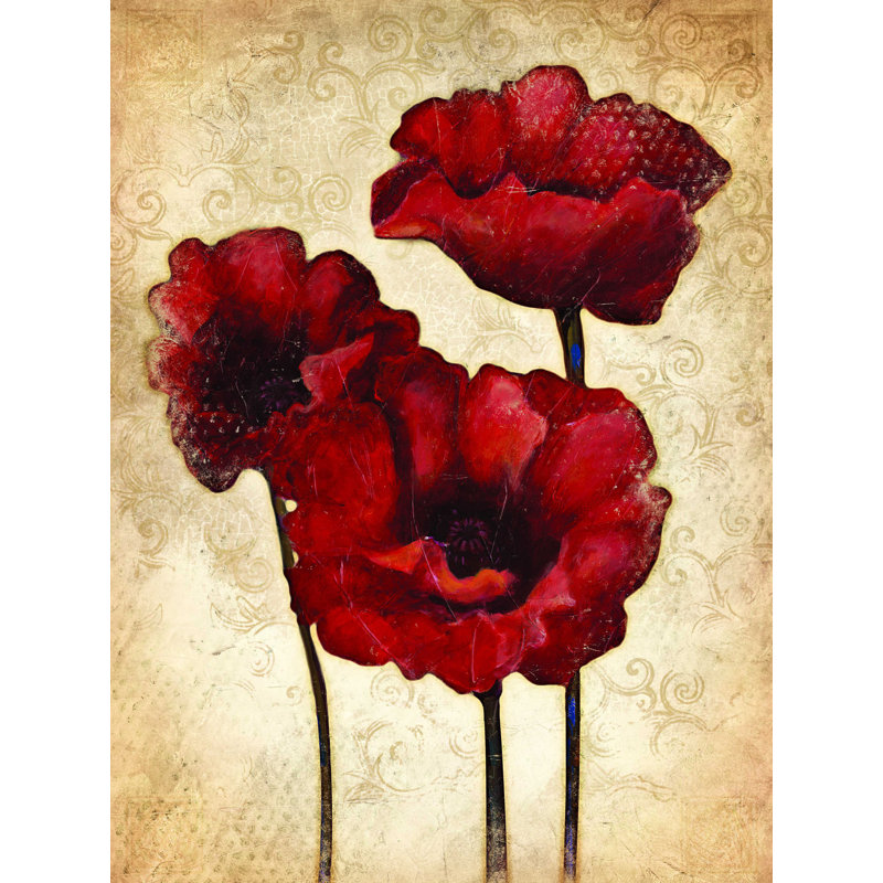 Fancy Red Flowers - Impression sur toile tendue, H 16 po x l 12 po