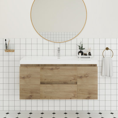 Armoire de salle de bain murale intégrée 48 po couleur chêne naturel
