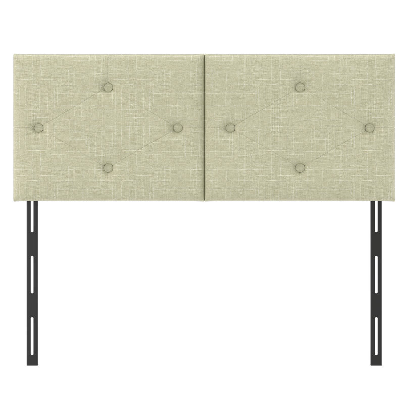 Upholstered Linen Headboard,Sturdy Metal Legs,Tufted Upholstery Design, Queen