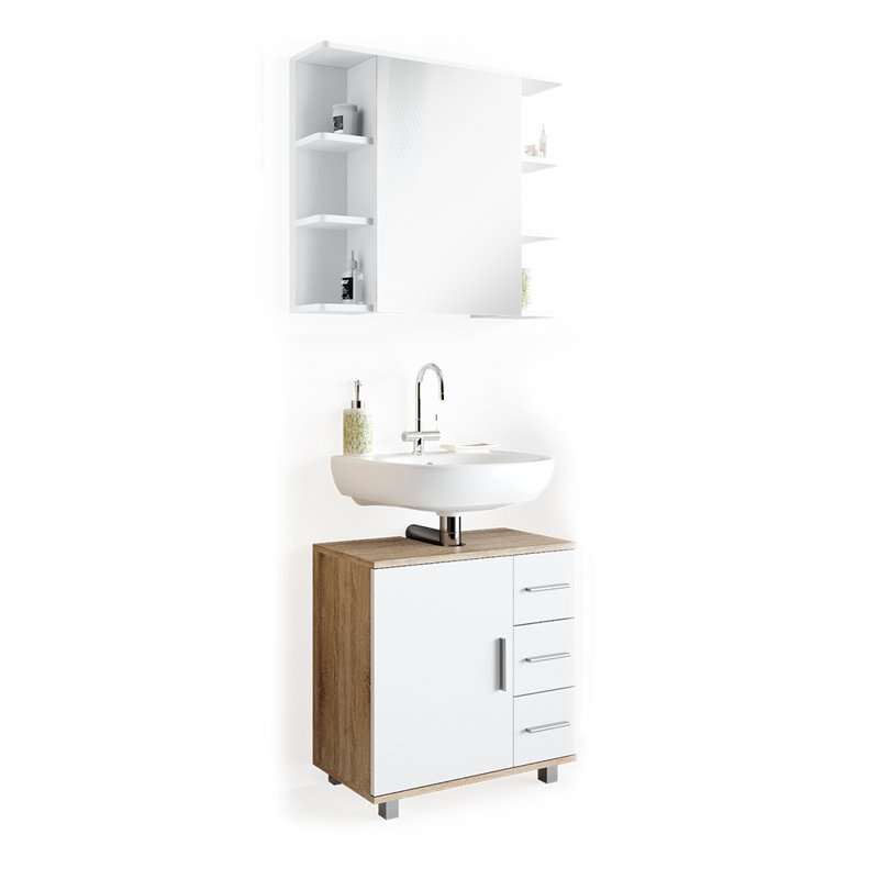 Lacey-Maye Bathroom Storage Furniture Set, White/Beige