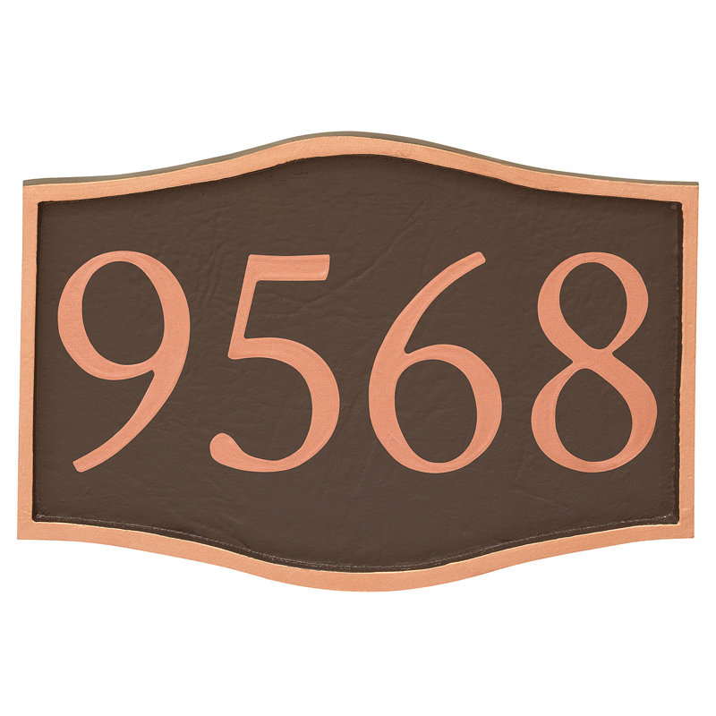 Plaque d’adresse murale sur 1 ligne serif, Cuivre, Cuivre