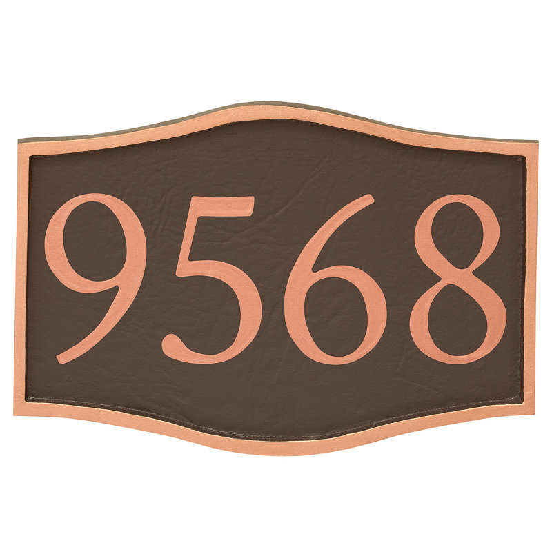 Plaque d’adresse murale sur 1 ligne serif, Cuivre, Cuivre