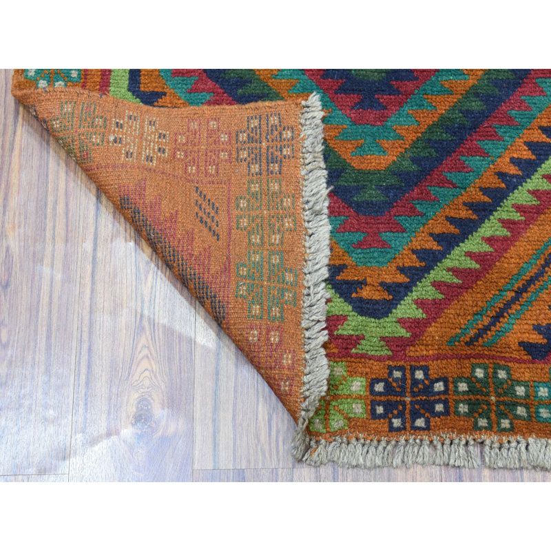 Tapis de surface en laine 5 pi 8 po x 7 pi 10 po one-of-kind noué la orange