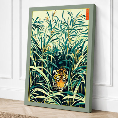 Tiger In Tall Grass Botanical - Print