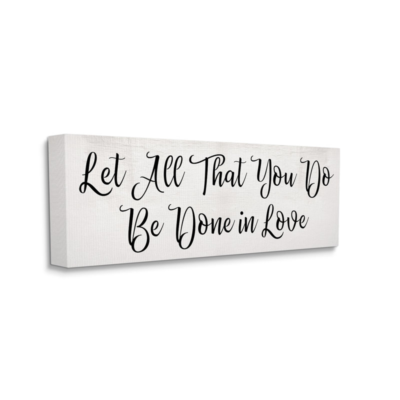 Citation «Be Done In Love», typographie minimale, Toile tendue, H 13 po x l 30 po