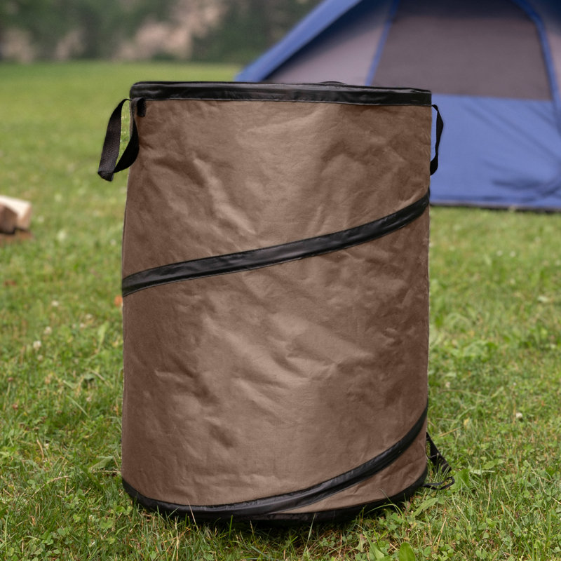Poubelle escamotable avec couvercle à fermeture à glissière Wakeman - Corbeille pour le camping ou les fêtes