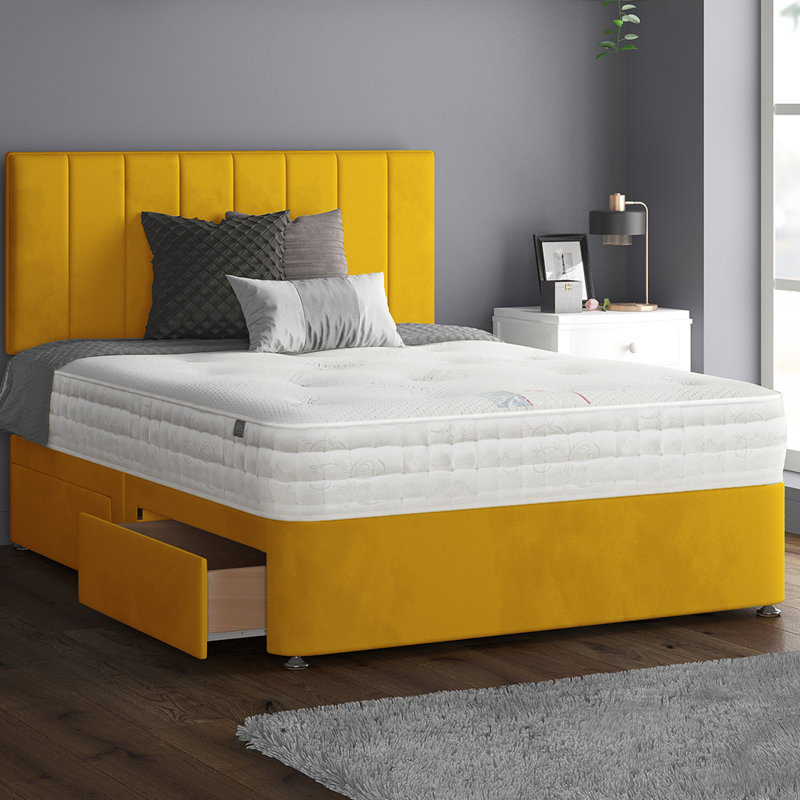 Ohioville Divan Bed Base, Double (4'6), Turmeric, 2 Foot-end Drawers