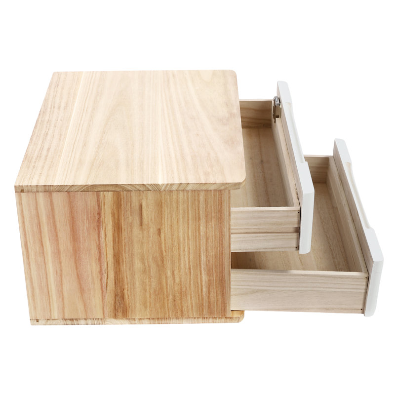 Keedie Solid Wood Desk Organizer, White/Beige