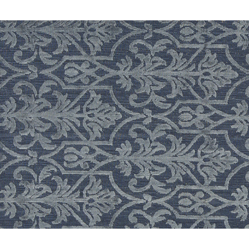 Jakat Wool Damask Area Rug in Blue, Rectangle 9' x 12'
