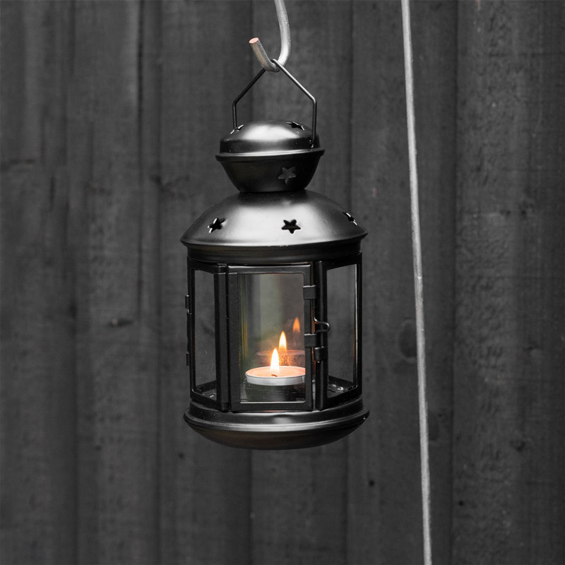 Nicola Spring - Metal Hanging Tealight Lanterns, 20" H x 12" W x 12" D, Black