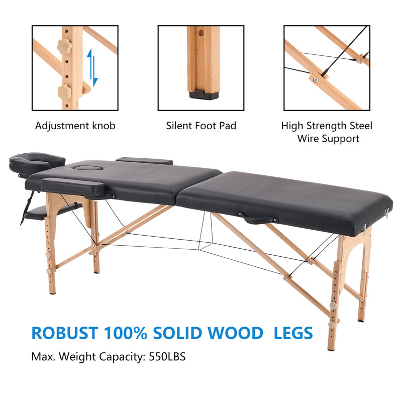 213.9cm Rectangular Adjustable Folding Table, Black, 85.6cm H x 213.9cm L x 59.9cm D