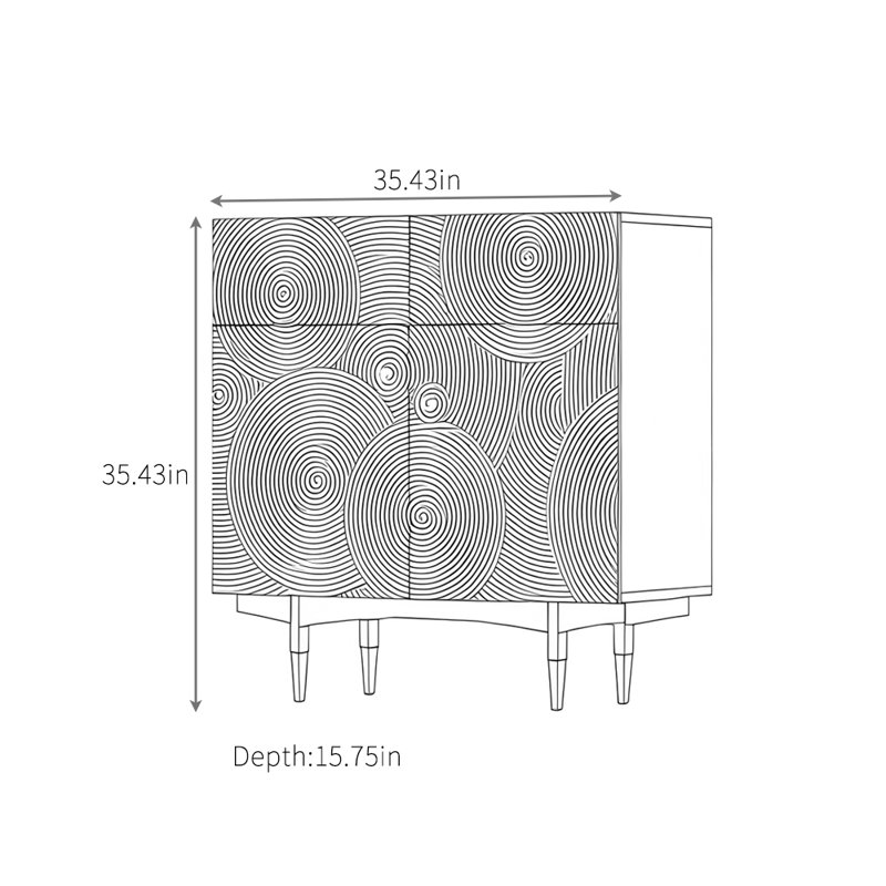 Buffet grande capacité, H 35,43 po x l 35,43 po x P 15,75 po
