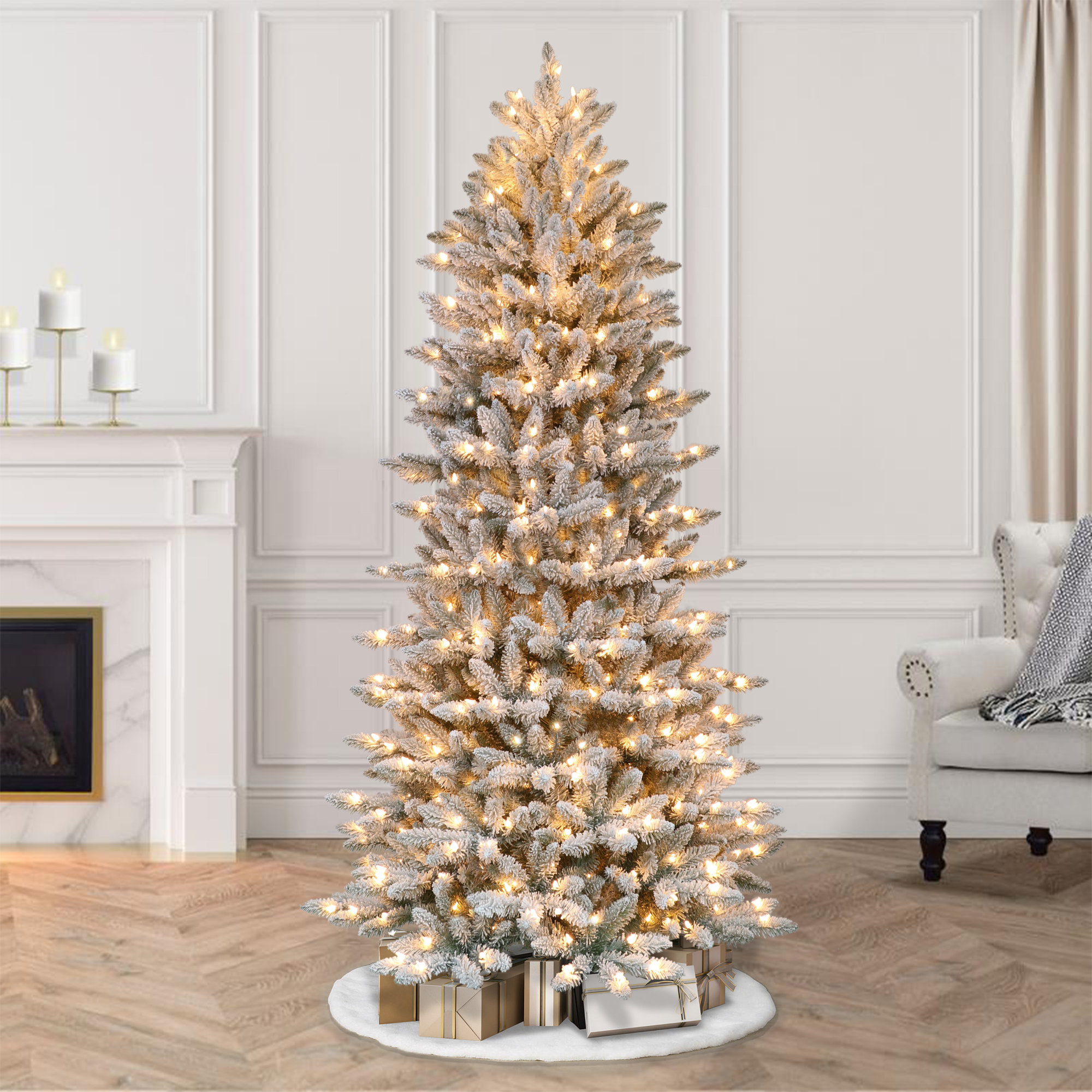Lighted Artificial Fir Christmas Tree, 6.5'