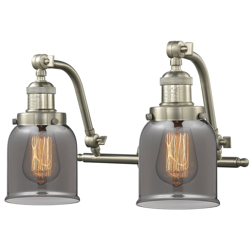 Éclairage pour salle de bain 2 lumières Bonomo Bell, Plaqué couleur fumée, Nickel satiné brossé, Ampoule non incluse