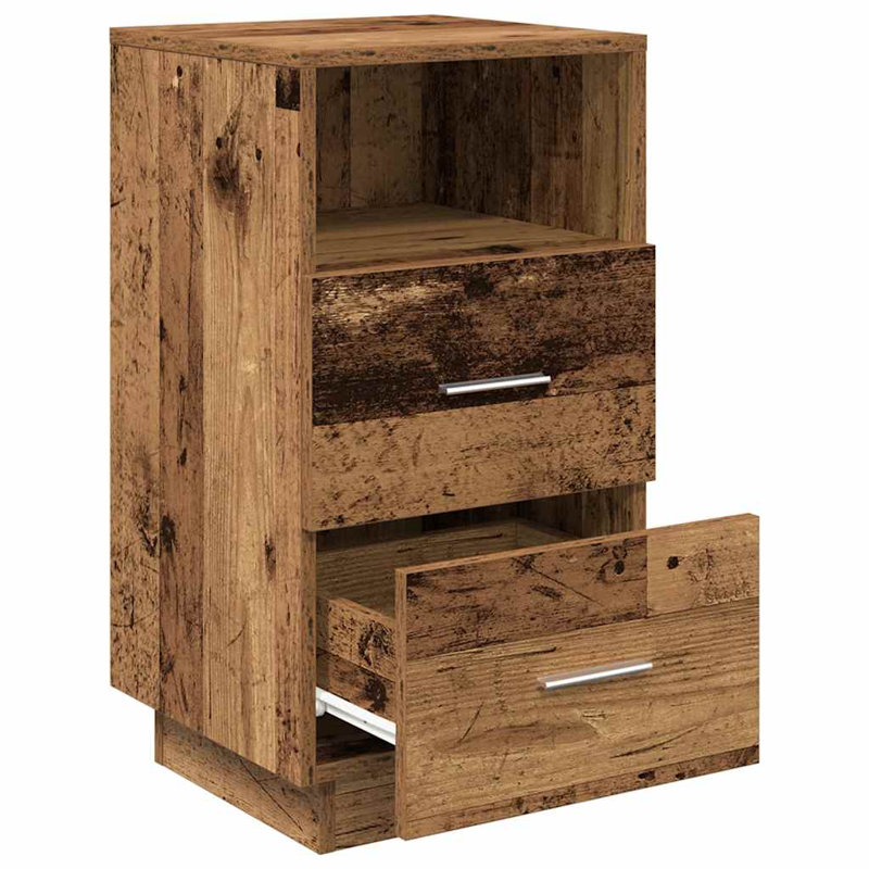 Kizzie 36cm W Manufactured Wood Bedside Table, Concrete Grey, Set of 2