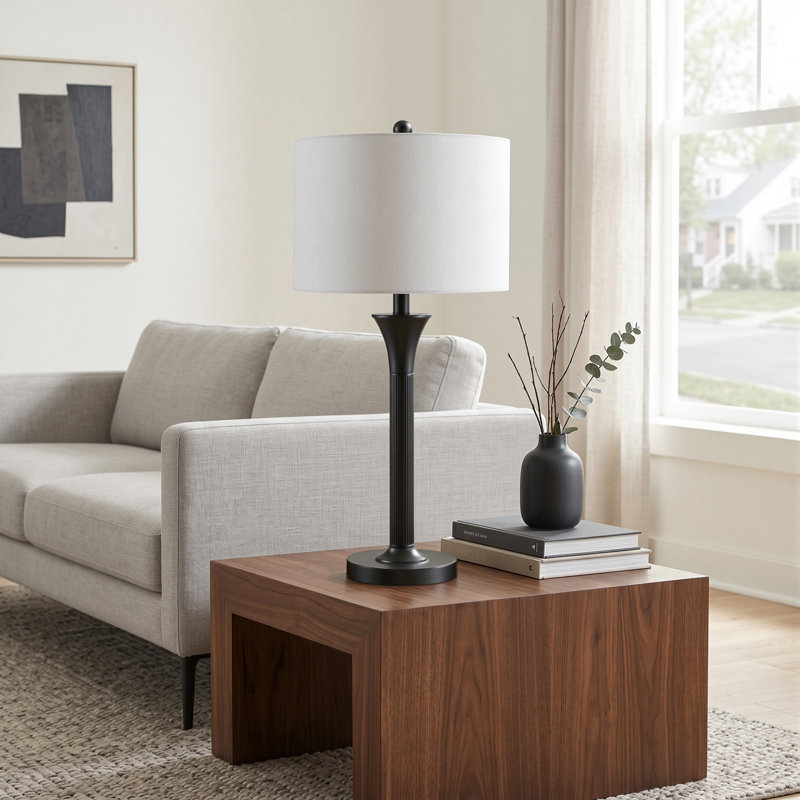 28’’ Modern Black Metal Table Lamp