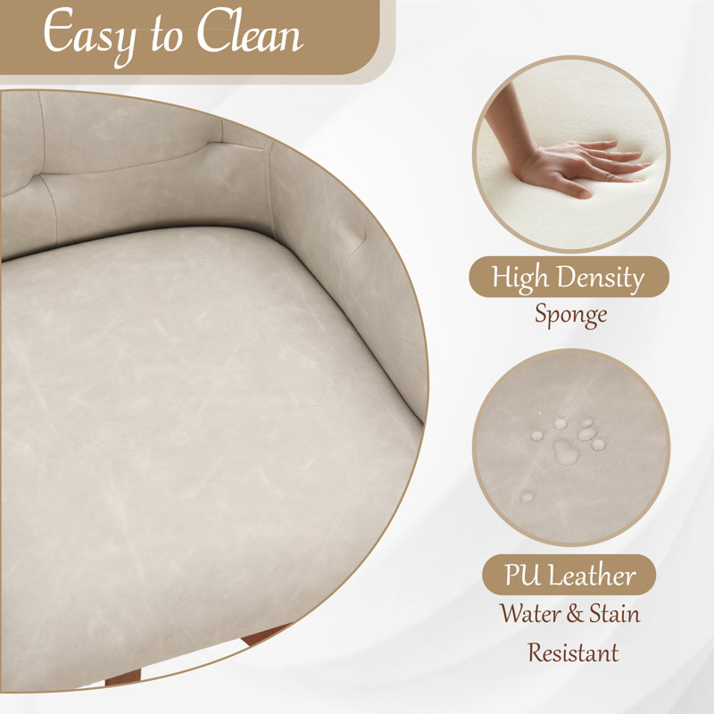 Gliese Tufted Upholstered Back Arm Chair, Gray Upholstery/Brown Legs
