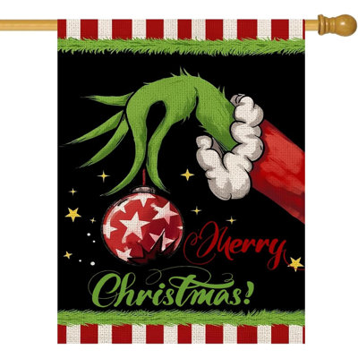 Christmas Garden Flag, Burlap Yard Flag For Christmas Outdoor Decorations,Xmas Garden Flags For Winter Decoration,Merry Christmas Garden Flag For Outside Double Sided