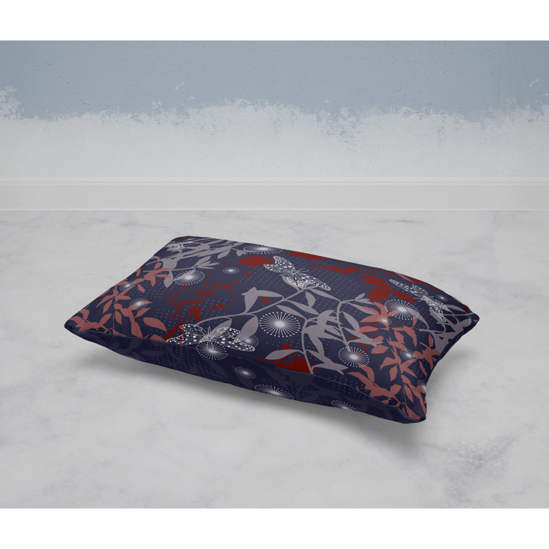 Ethereal Flutter Bloom  Rectangular Throw Pillow, Blue/Red